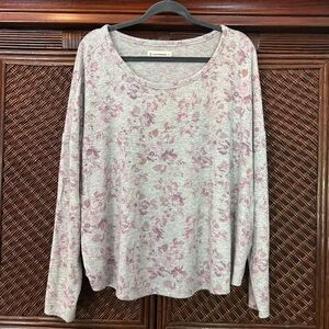 Lucky Brand Heather Gray and Soft Pink Tee
